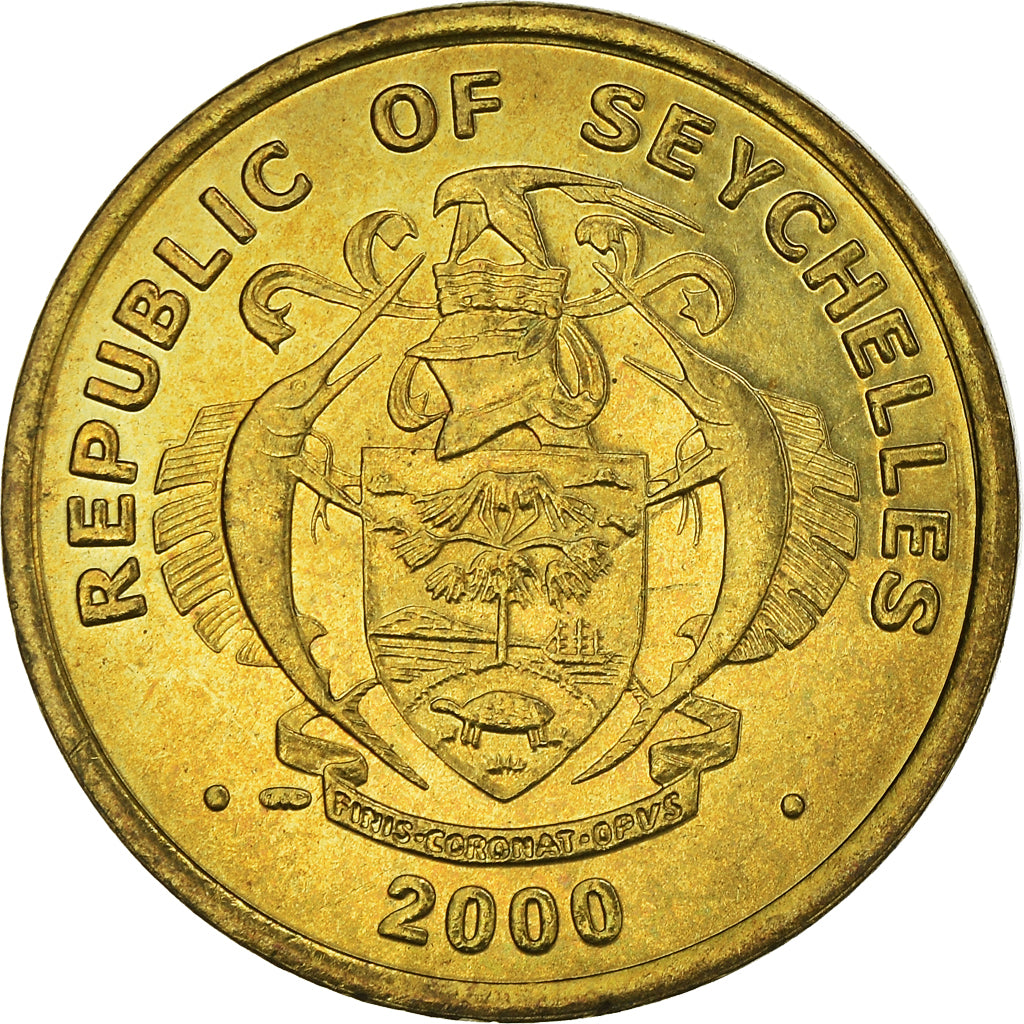 Coin, Seychelles, 10 Cents, 2000, British Royal Mint, MS(63), Brass, KM:48.2