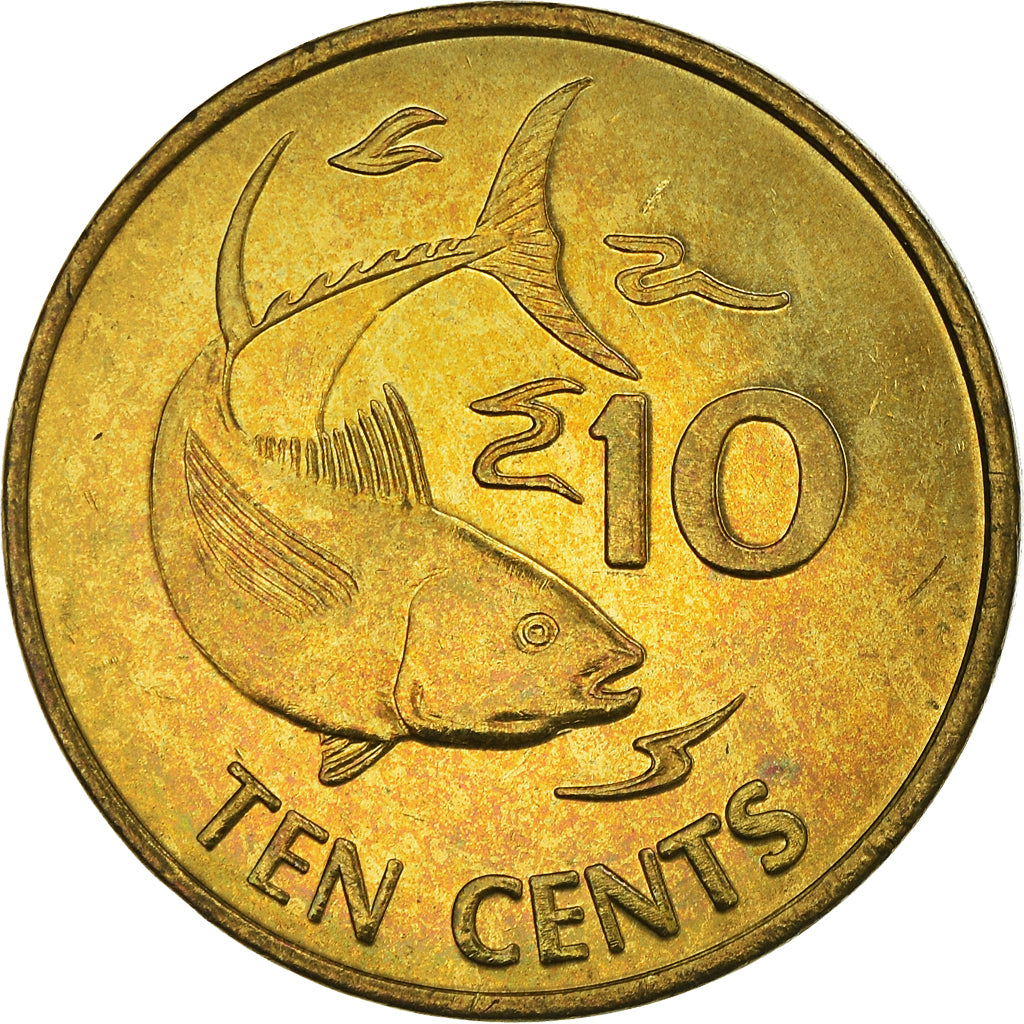Coin, Seychelles, 10 Cents, 2000, British Royal Mint, MS(63), Brass, KM:48.2