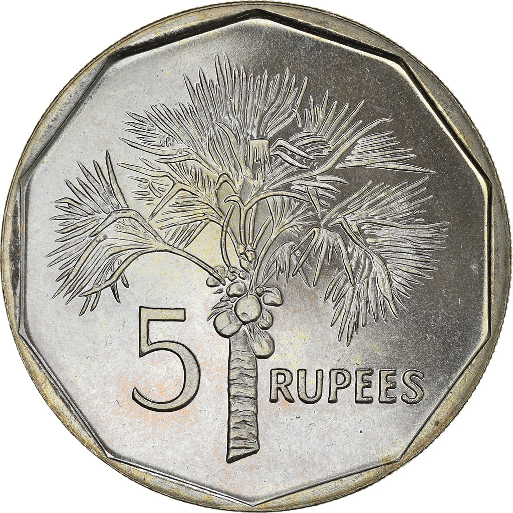 Coin, Seychelles, 5 Rupees, 1997, British Royal Mint, MS(65-70), Copper-nickel