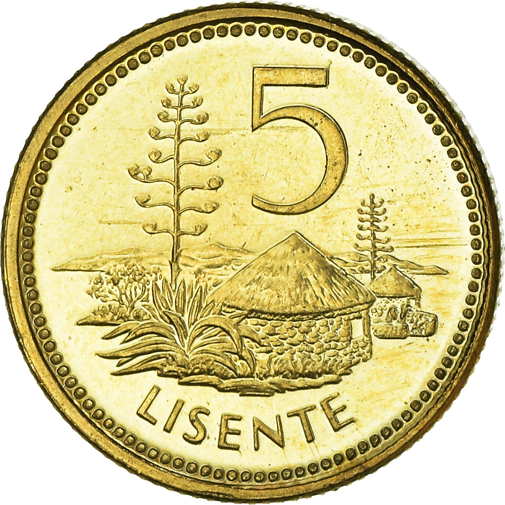 Monnaie, Lesotho, Letsie III, 5 Licente, Lisente, 1998, SPL, Brass plated steel