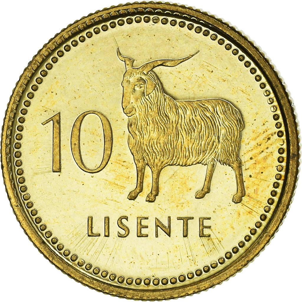 Coin, Lesotho, Moshoeshoe II, 10 Licente, Lisente, 1998, MS(63), Brass plated