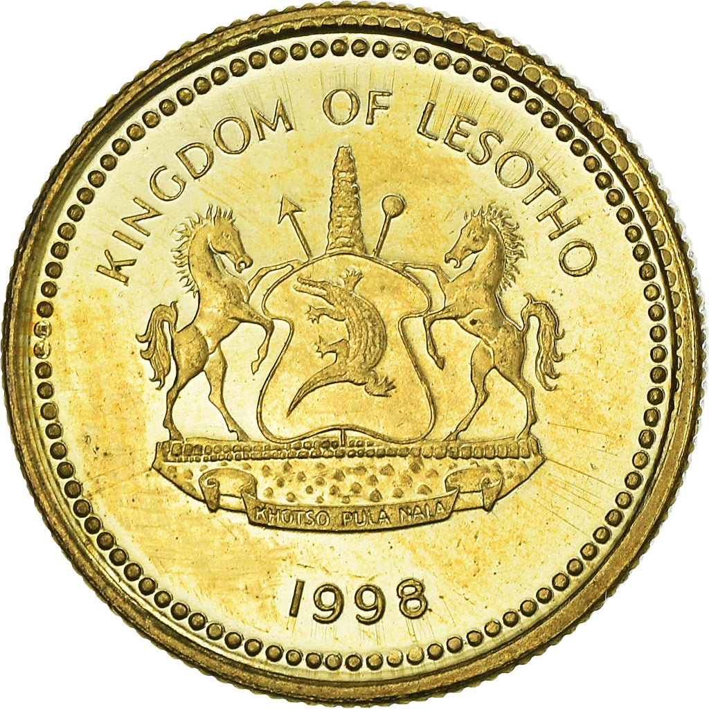Coin, Lesotho, Moshoeshoe II, 10 Licente, Lisente, 1998, MS(63), Brass plated