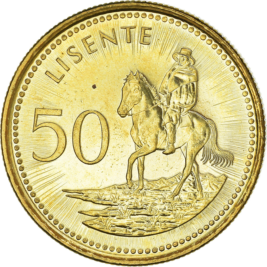 Coin, Lesotho, Moshoeshoe II, 50 Licente, Lisente, 1998, MS(65-70), Brass plated