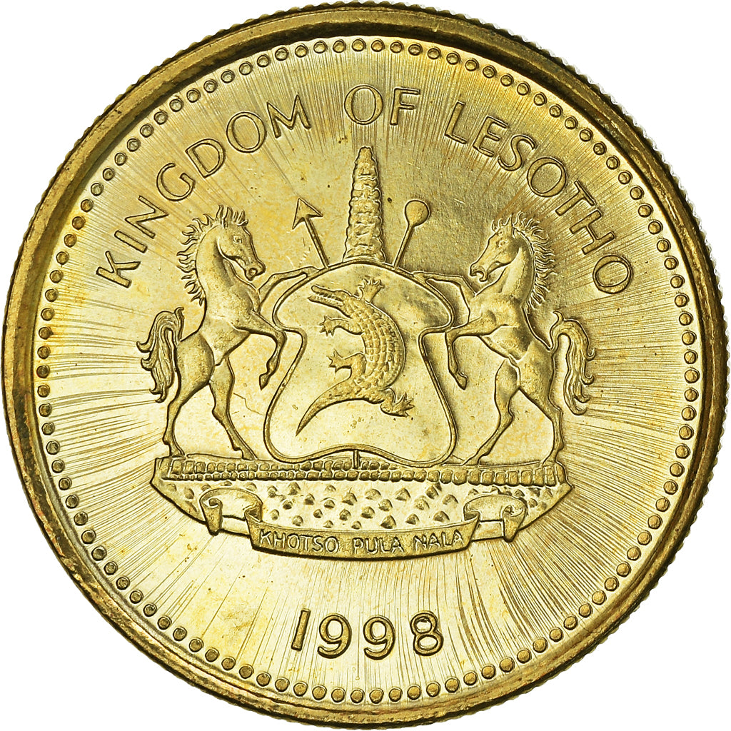 Coin, Lesotho, Moshoeshoe II, 50 Licente, Lisente, 1998, MS(65-70), Brass plated