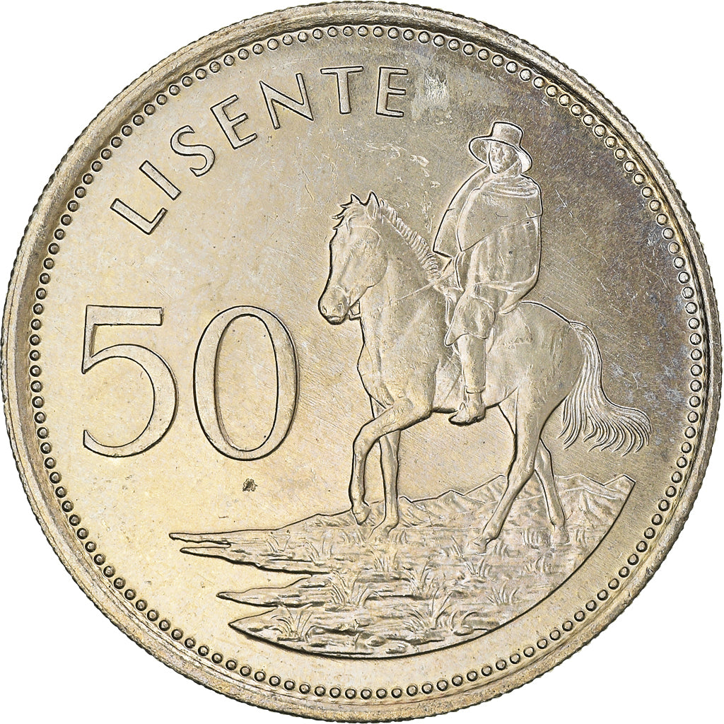 Coin, Lesotho, Moshoeshoe II, 50 Licente, Lisente, 1983, AU(55-58)