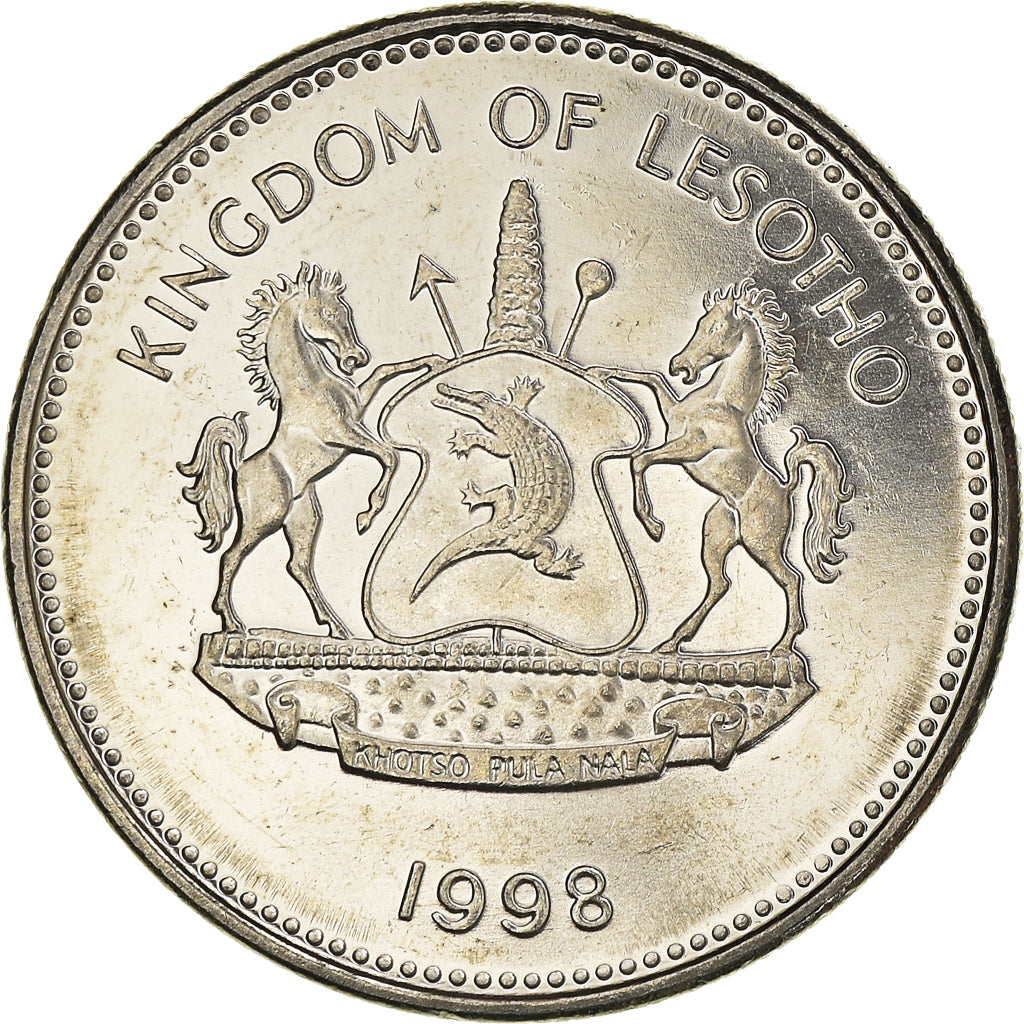 Coin, Lesotho, Moshoeshoe II, 2 Maloti, 1998, MS(63), Nickel plated steel, KM:58