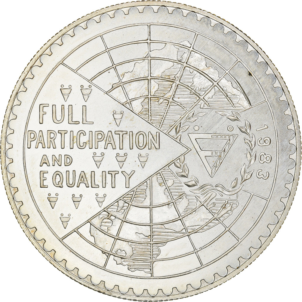 Coin, Lesotho, Moshoeshoe II, 25 Maloti, 1983, MS(64), Silver, KM:44