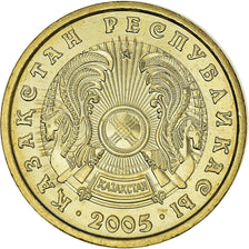 Moeda, Cazaquistão, 2 Tenge, 2005, Kazakhstan Mint, MS(64), Níquel-Latão