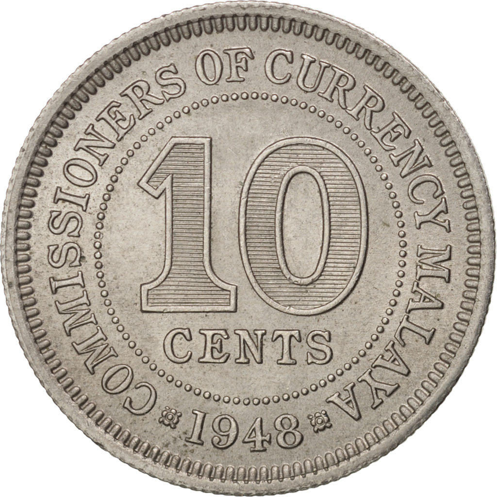 Coin, MALAYA, 10 Cents, 1948, AU(55-58), Copper-nickel, KM:8