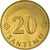Moneta, Łotwa, 20 Santimu, 1992, MS(64), Mosiądz niklowy, KM:22.1