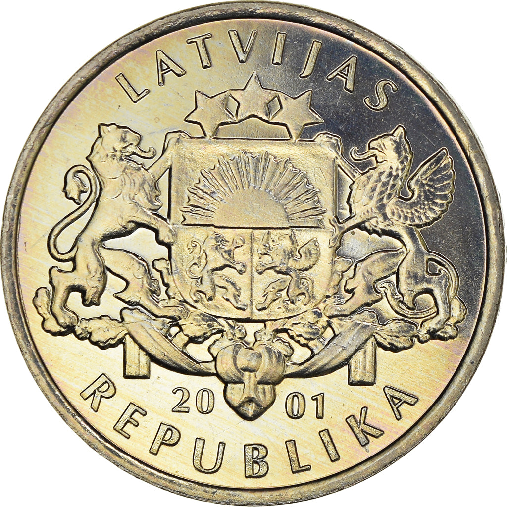 Coin, Latvia, Lats, 2001, Vantaa, MS(64), Copper-nickel, KM:54