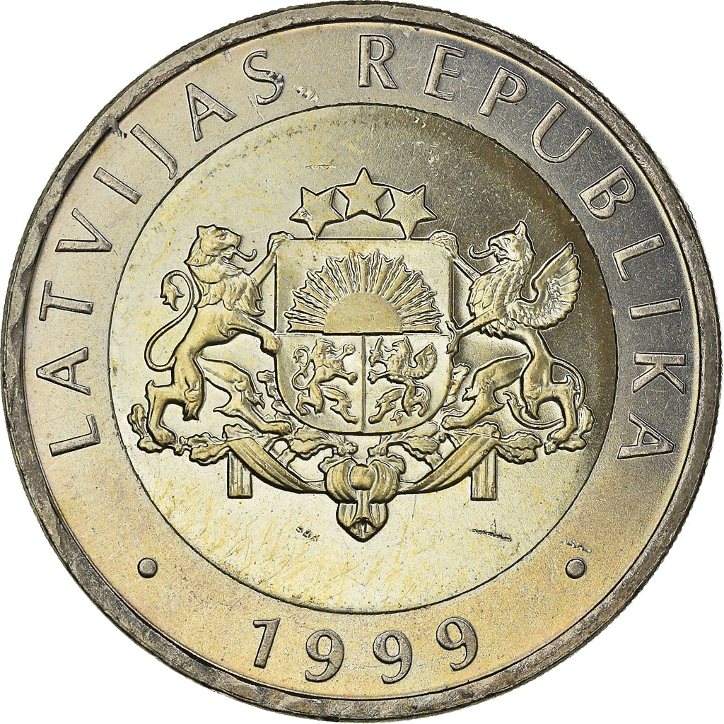 Coin, Latvia, 2 Lati, 1999, MS(64), Bi-Metallic, KM:38