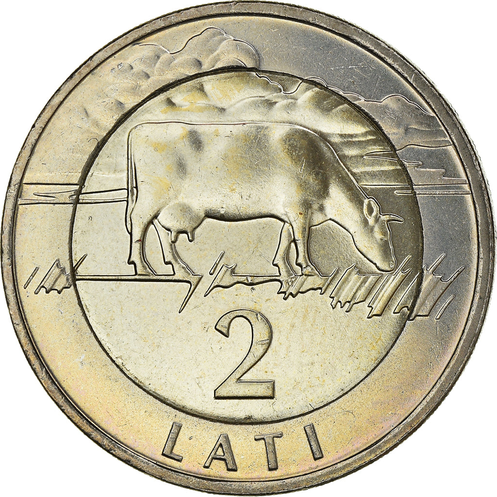 Coin, Latvia, 2 Lati, 1999, MS(64), Bi-Metallic, KM:38