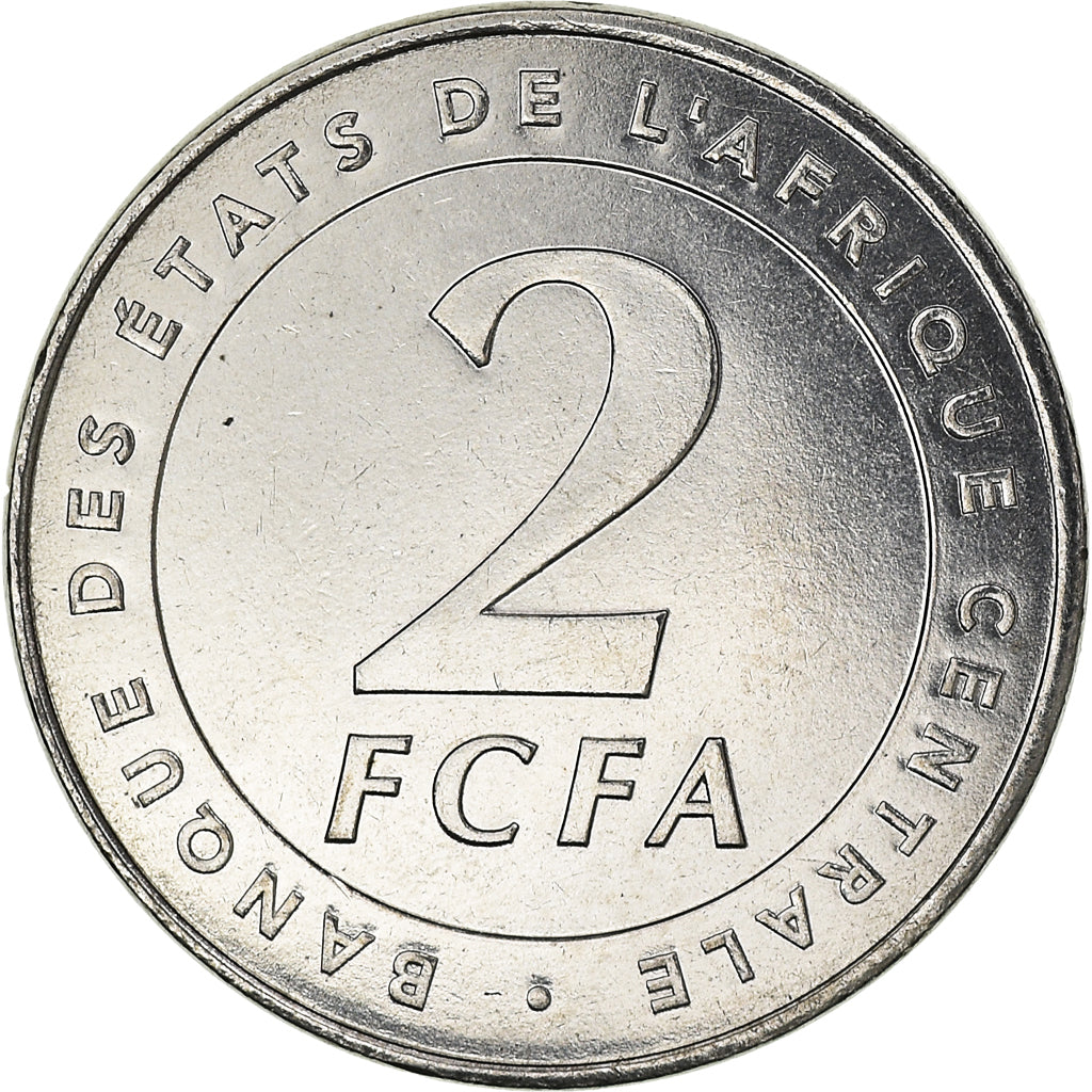 Coin, Central African States, 2 Francs, 2006, Paris, MS(64), Stainless Steel