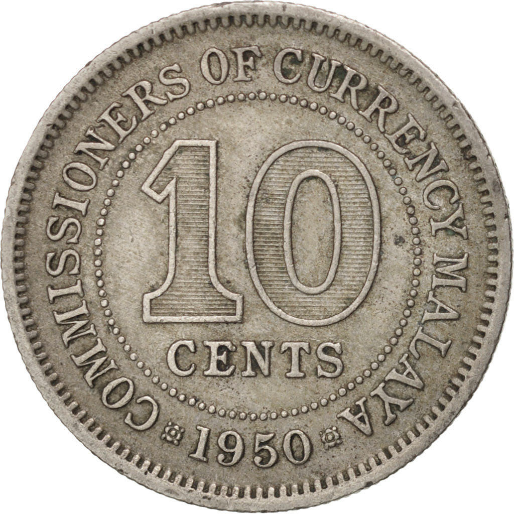 Coin, MALAYA, 10 Cents, 1950, AU(50-53), Copper-nickel, KM:8