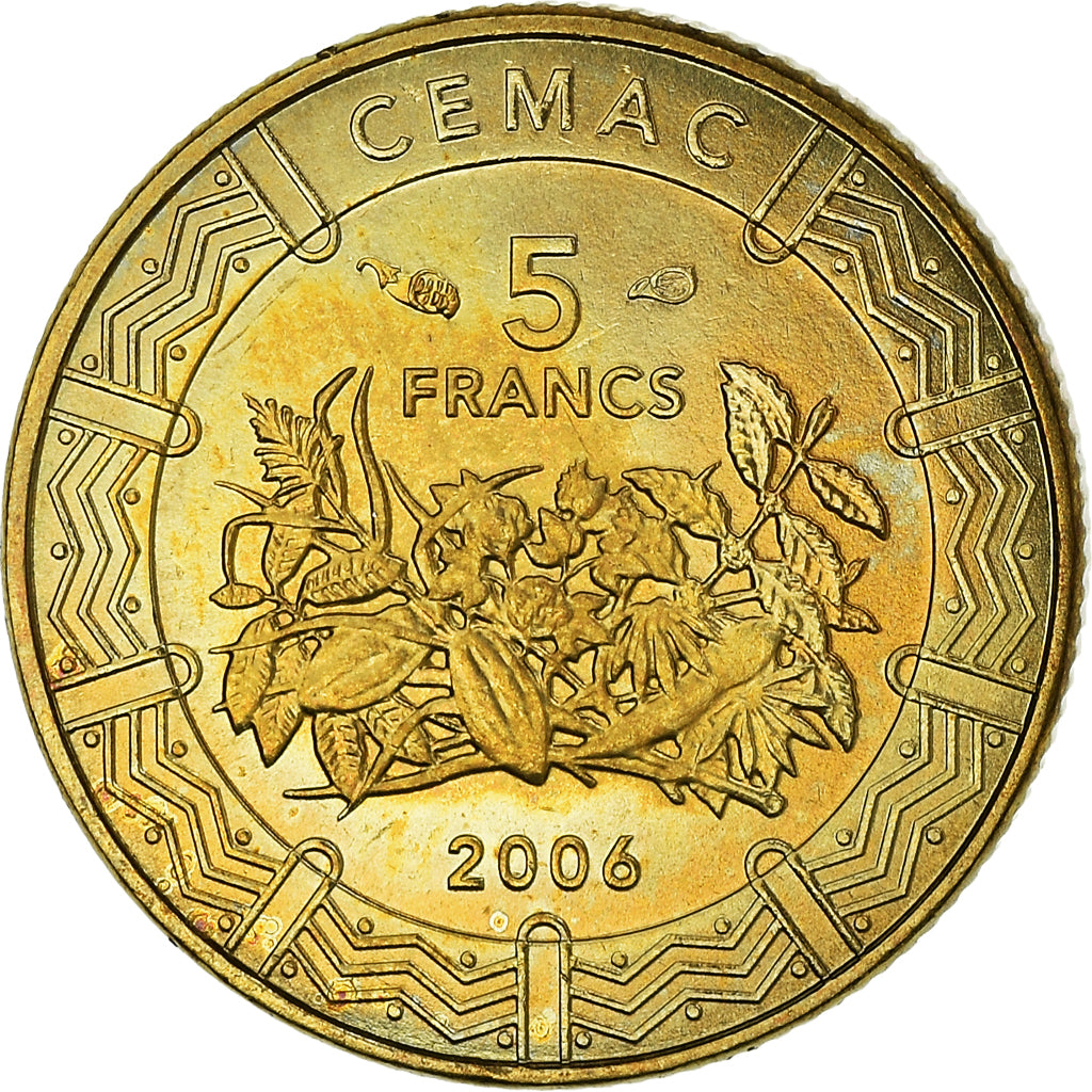 Coin, Central African States, 5 Francs, 2006, Paris, MS(64), Brass, KM:18
