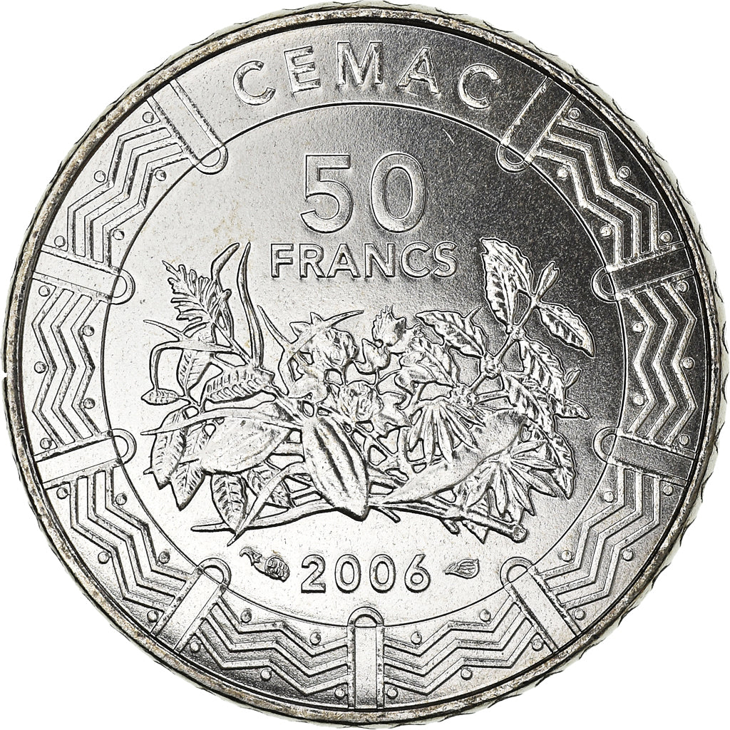 Coin, Central African States, 50 Francs, 2006, Paris, MS(64), Stainless Steel