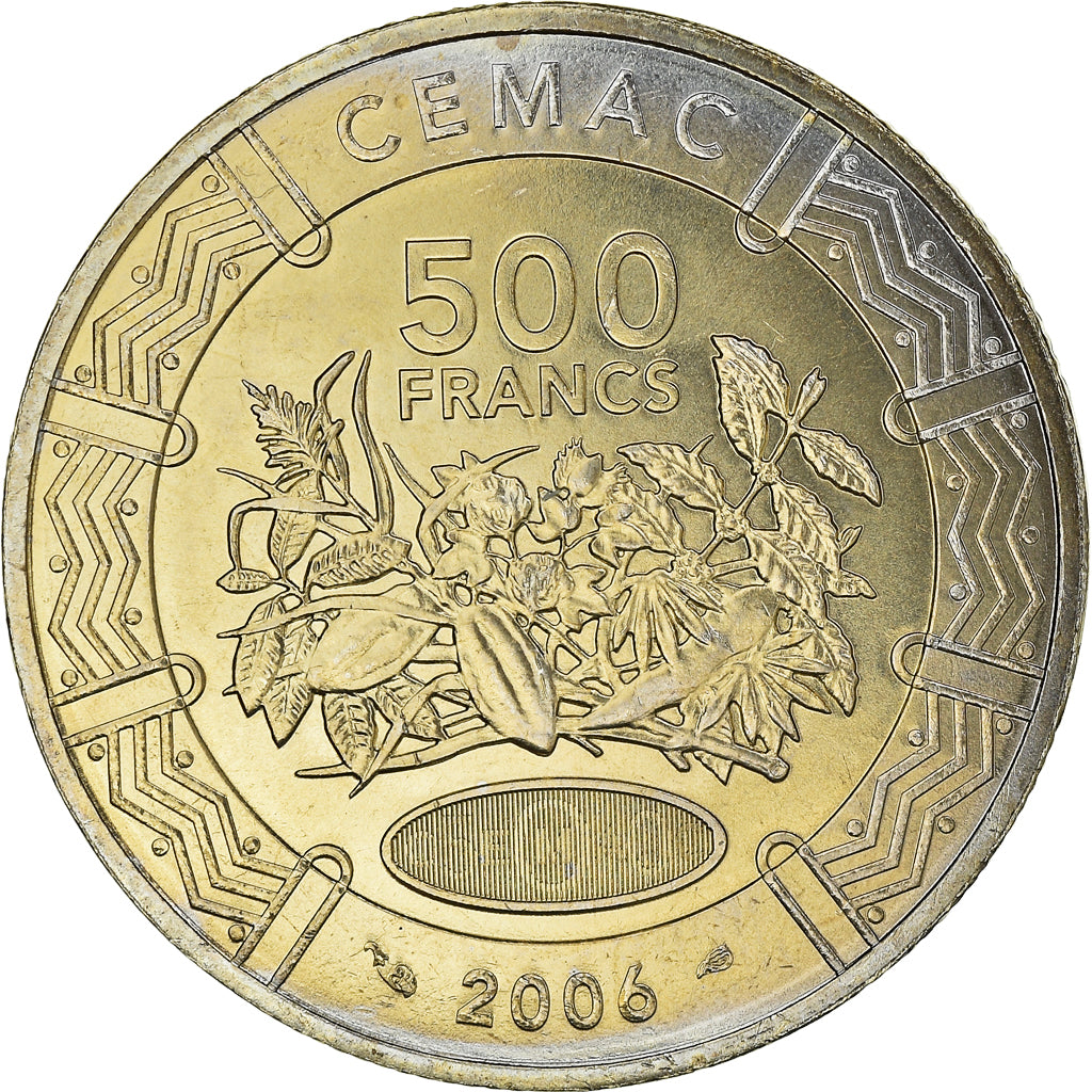 Moneda, Estados del África central, CFA, 500 Francs, 2006, Paris, FDC, Cobre -