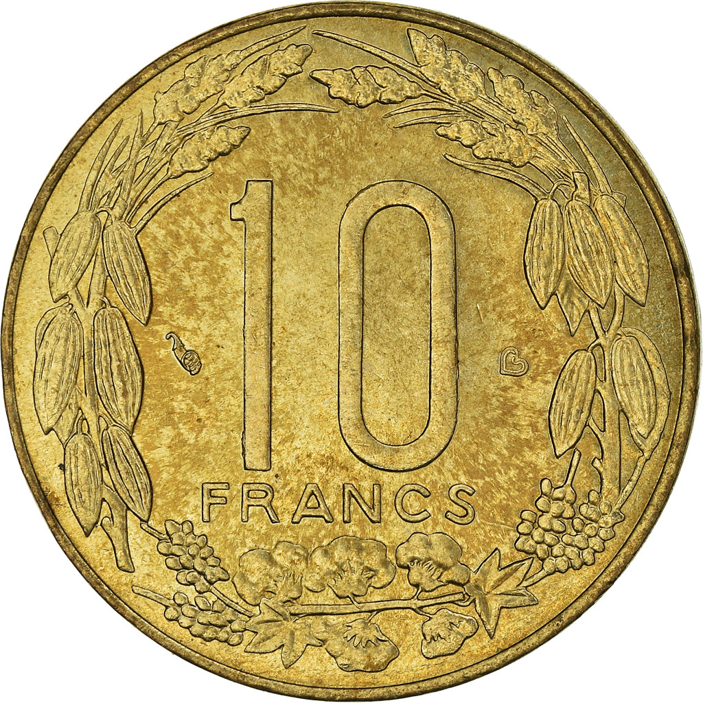 Coin, Central African States, 10 Francs, 2003, Paris, MS(63), Aluminum-Bronze