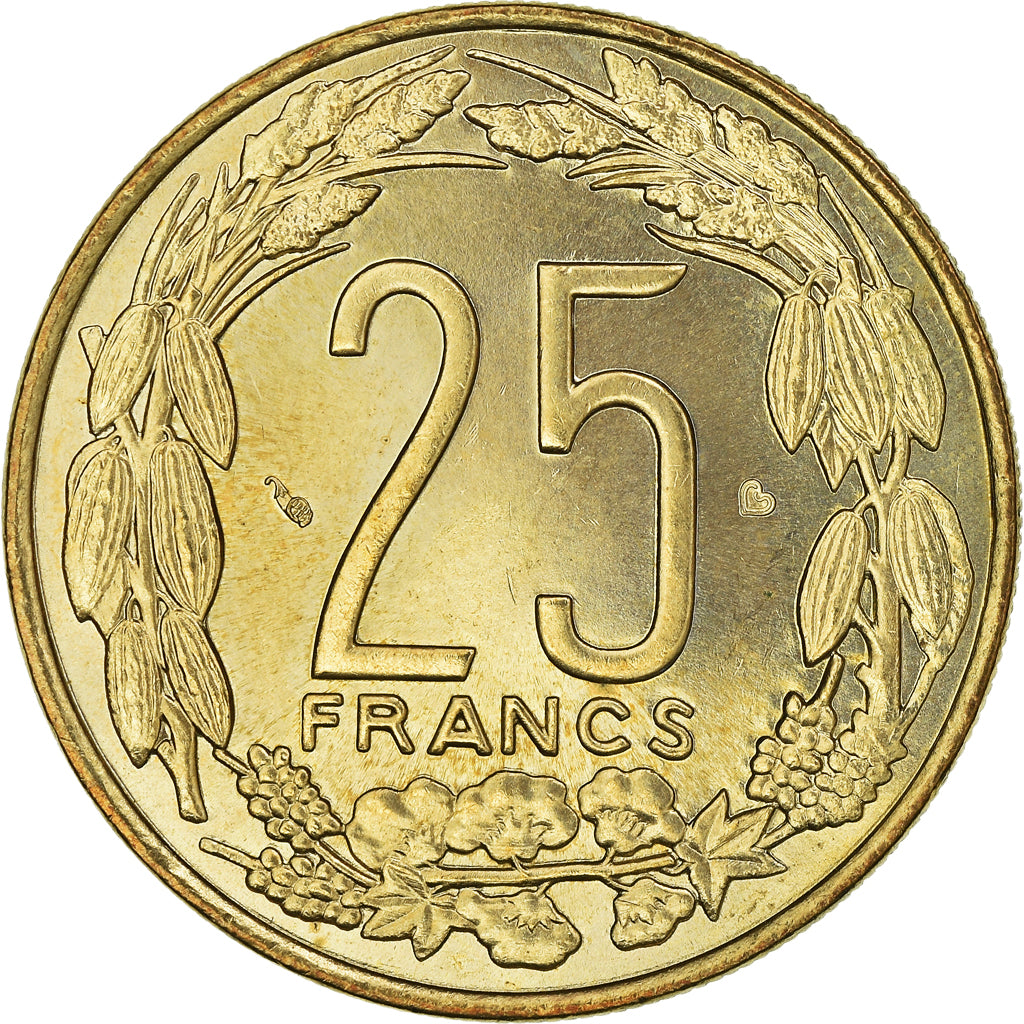 Coin, Central African States, 25 Francs, 2003, Paris, MS(64), Aluminum-Bronze