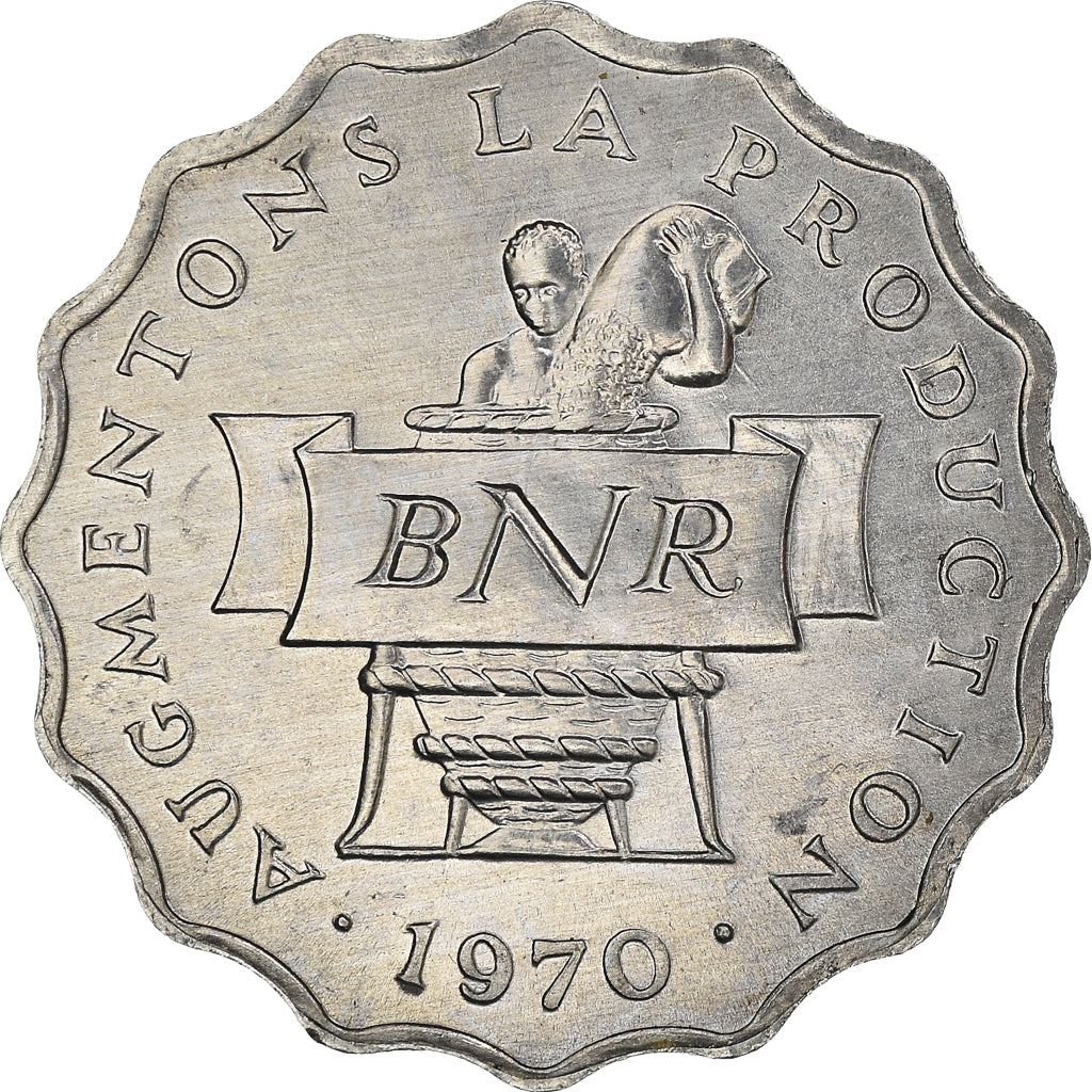 Moneda, Ruanda, 2 Francs, 1970, FDC, Aluminio, KM:10