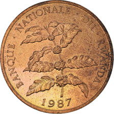 Coin, Rwanda, 5 Francs, 1987, British Royal Mint, MS(63), Bronze, KM:13