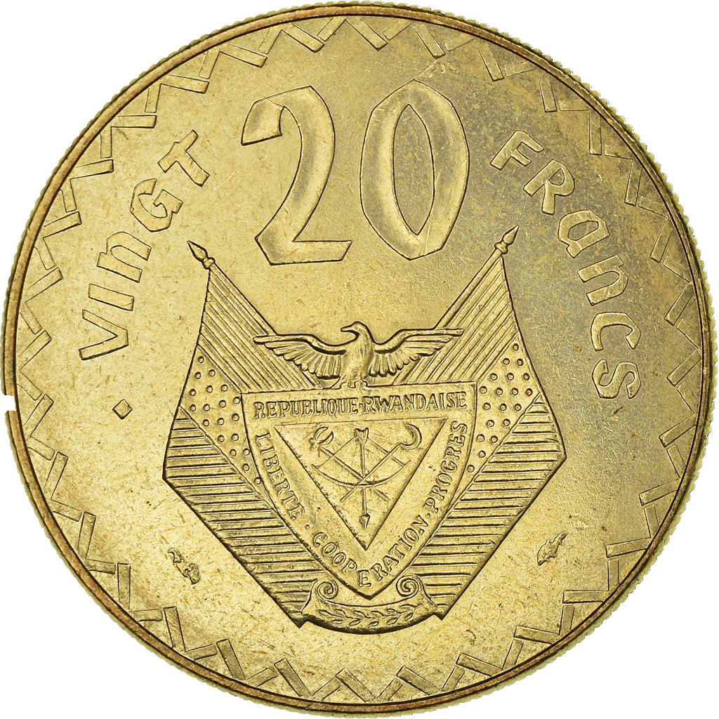Moneta, Ruanda, 20 Francs, 1977, Paris, SPL, Ottone, KM:15