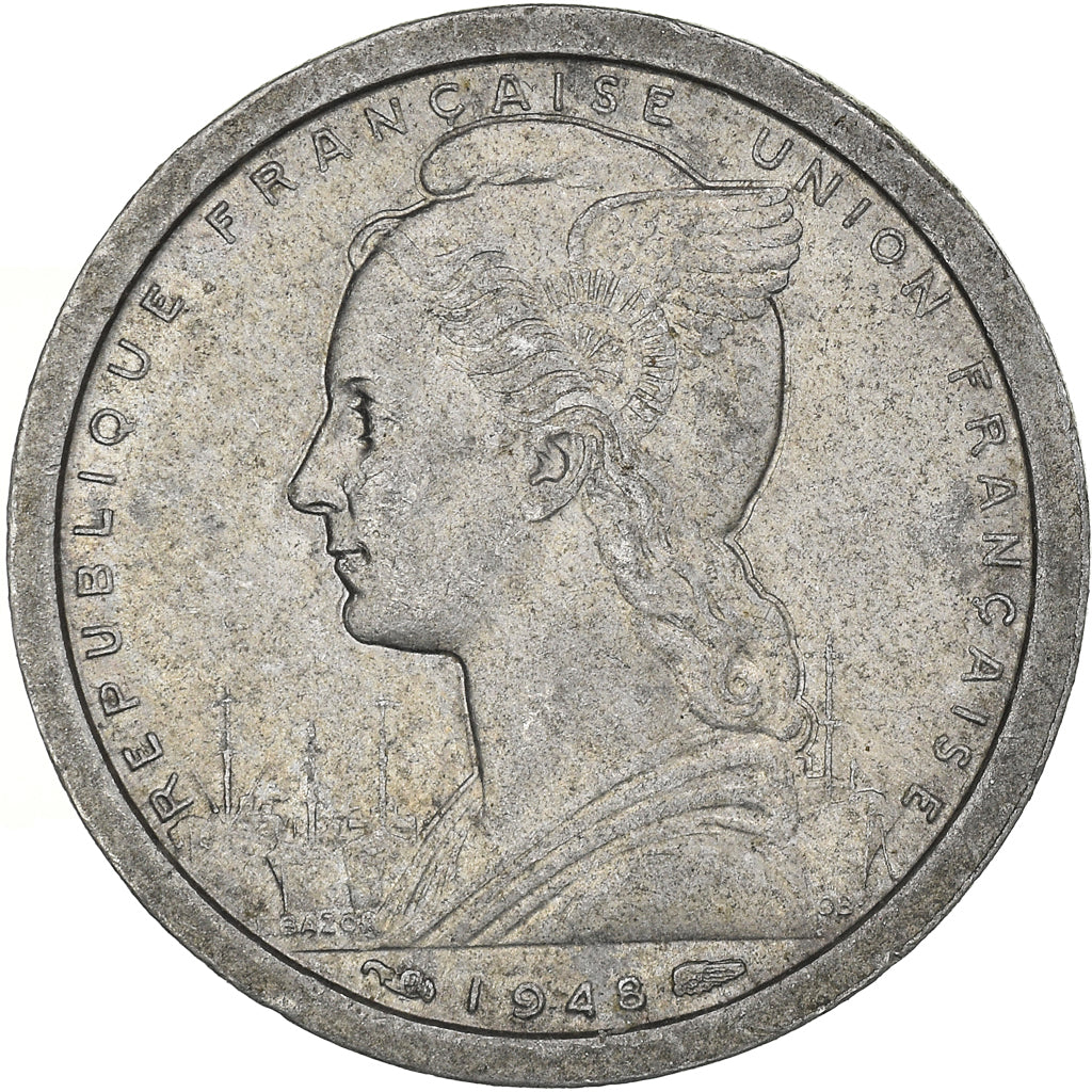 Coin, French West Africa, Franc, 1948, EF(40-45), Aluminum, KM:3, Lecompte:11