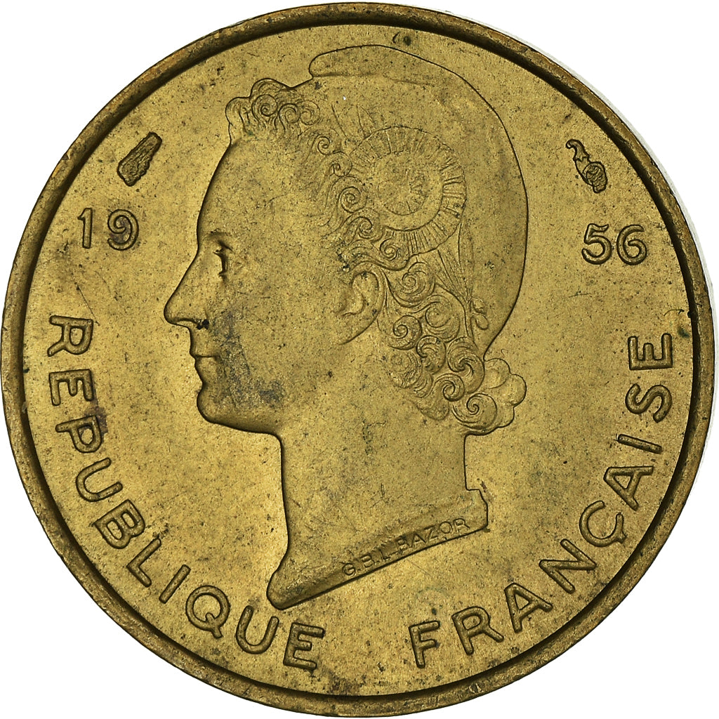 Münze, French West Africa, 5 Francs, 1956, SS+, Aluminum-Bronze, KM:5