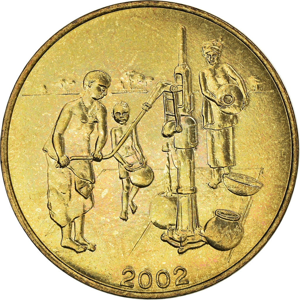 Coin, West African States, 10 Francs, 2002, MS(63), Aluminum-Bronze, KM:10
