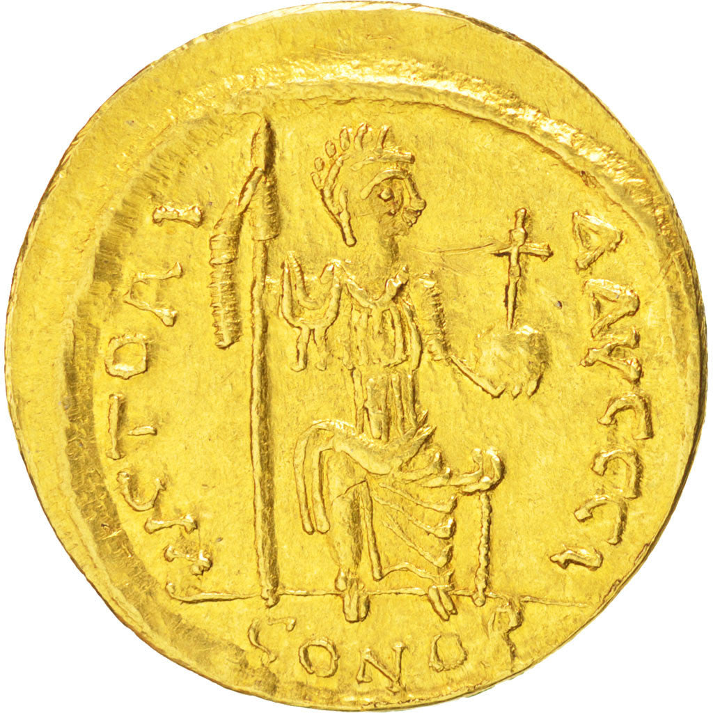 Justin II 565-578, Solidus, Constantinople, AU(55-58), Gold, Sear #345, 3.92