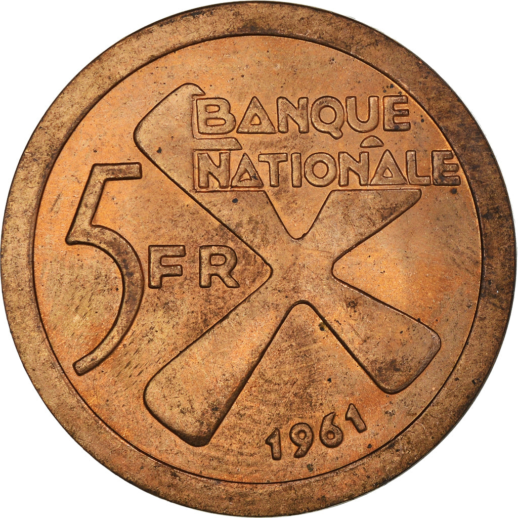 Coin, Katanga, 5 Francs, 1961, MS(60-62), Bronze, KM:2