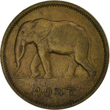 Moneda, Congo belga, 2 Francs, 1947, MBC+, Latón, KM:28