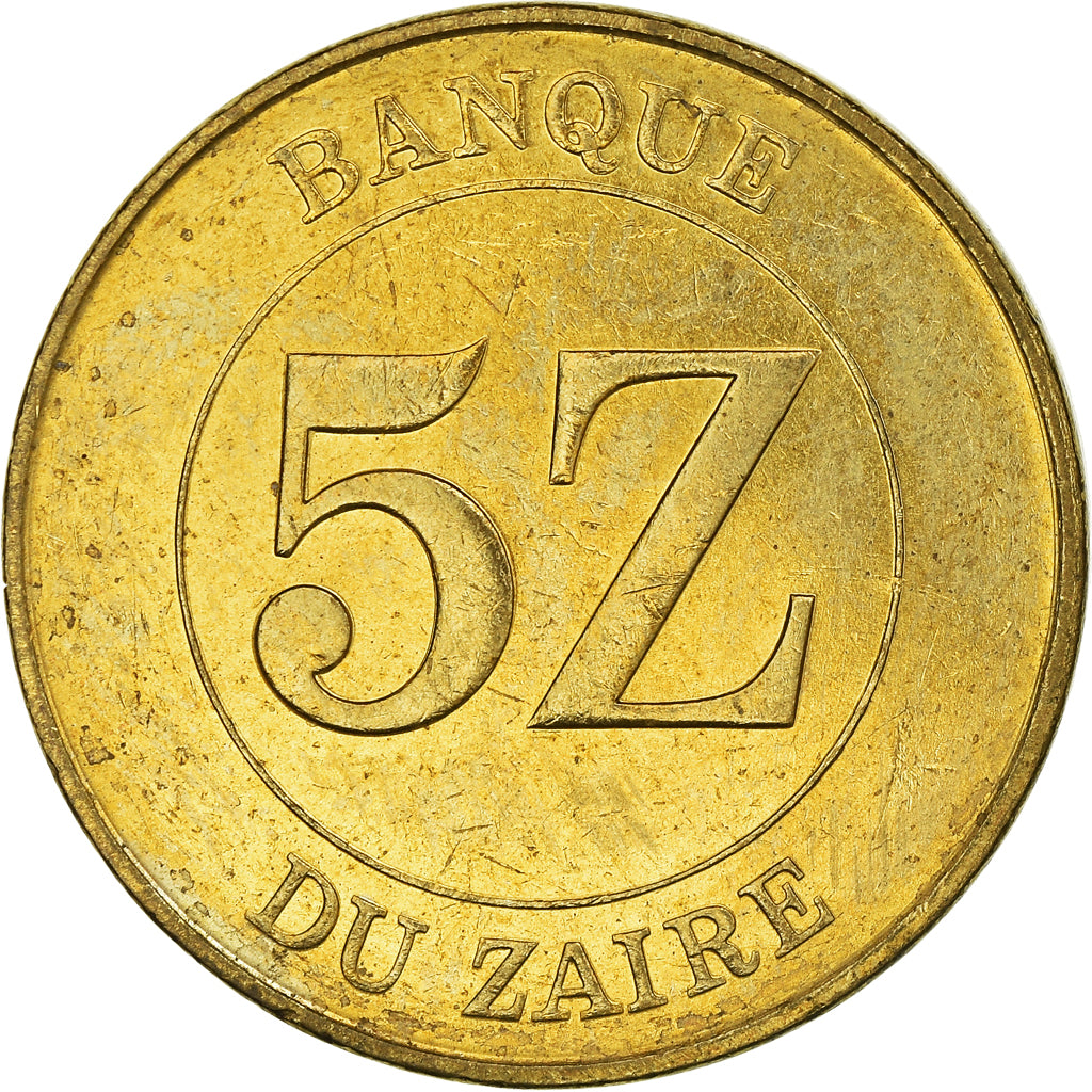 Monnaie, Zaïre, 5 Zaïres, 1987, SUP, Laiton, KM:14