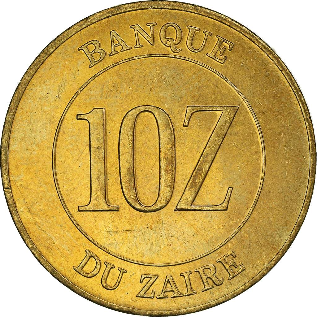 Münze, Zaire, 10 Zaïres, 1988, VZ+, Messing, KM:19