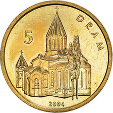 Coin, Nagorno Karabakh, 5 Drams, 2004, MS(63), Brass, KM:11