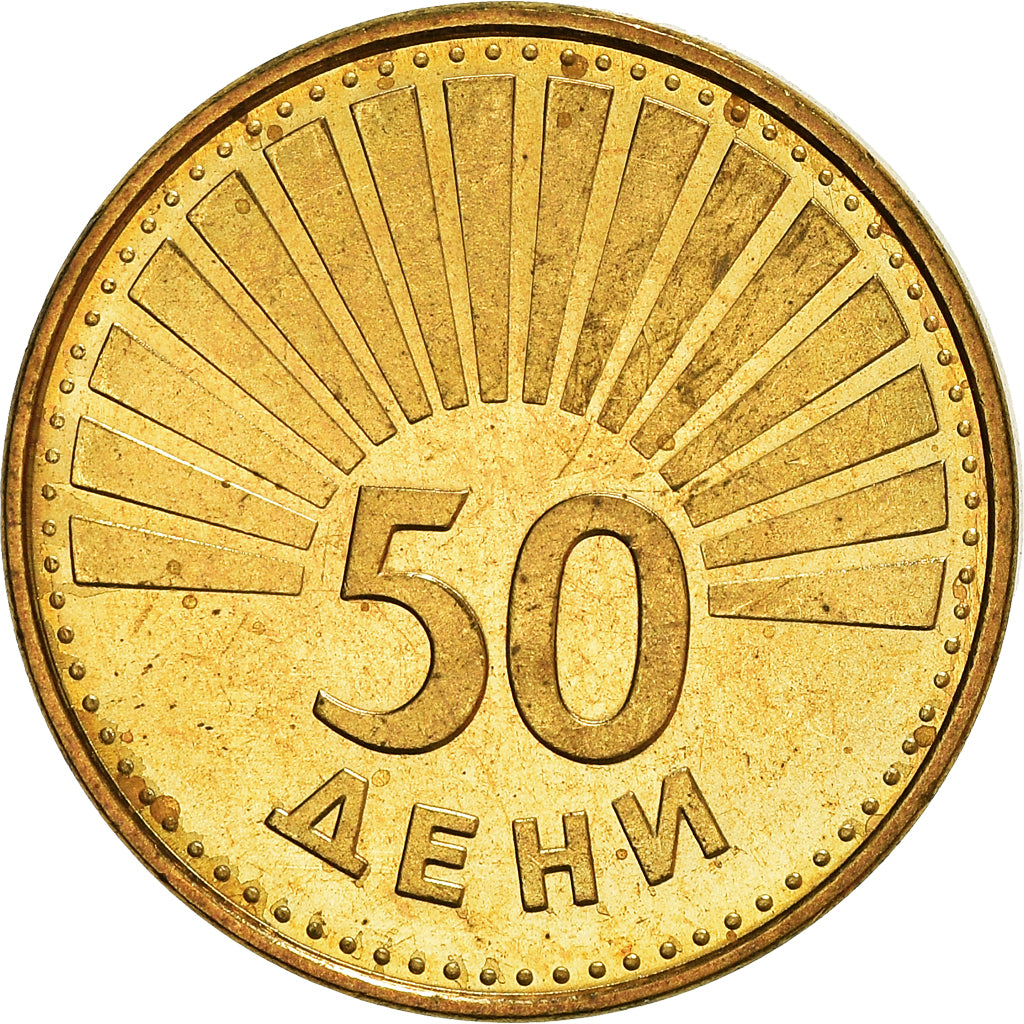Münze, Mazedonien, 50 Deni, 1993, UNZ+, Messing, KM:1