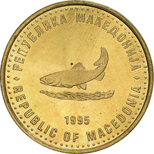 Coin, Macedonia, 2 Denari, 1995, AU(50-53), Brass, KM:6