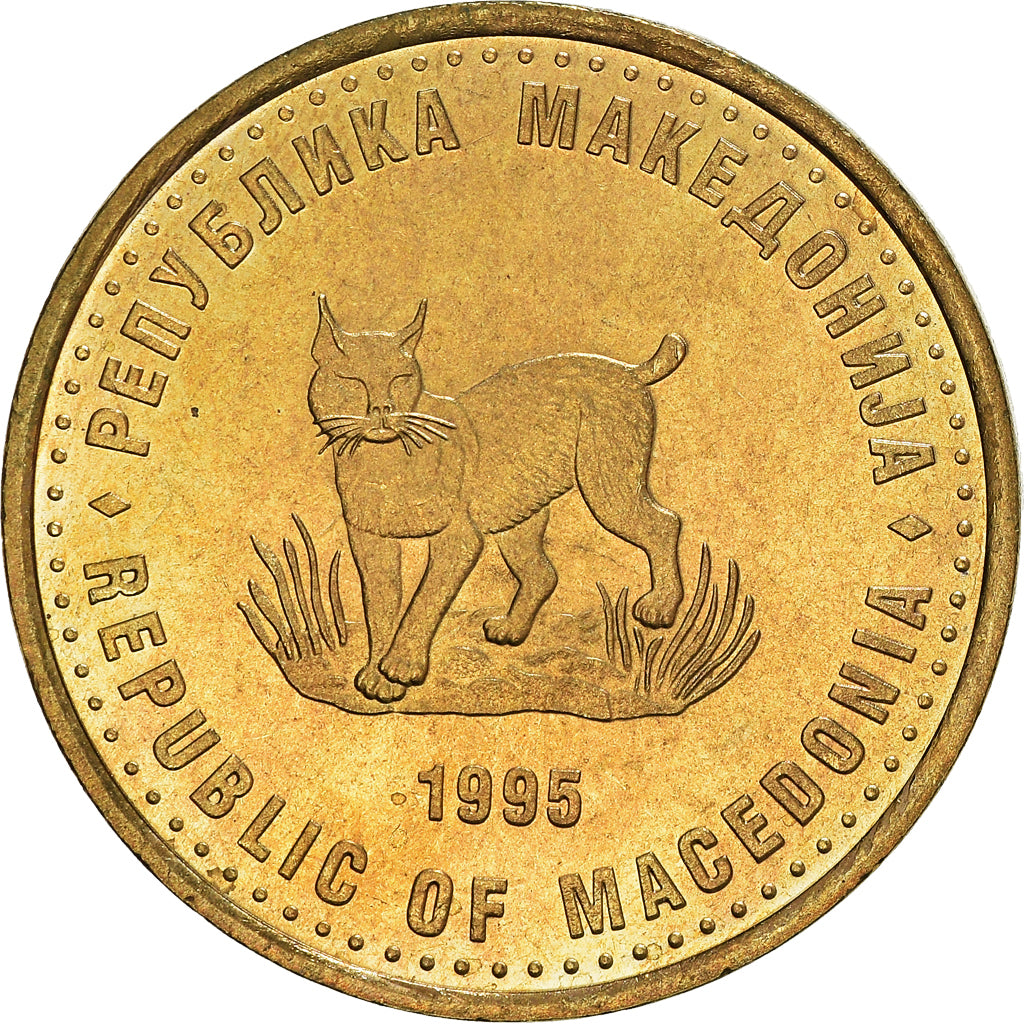 Coin, Macedonia, 5 Denari, 1995, MS(60-62), Brass, KM:7