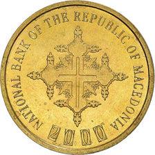 Coin, Macedonia, Denar, 2000, MS(64), Bronze, KM:9