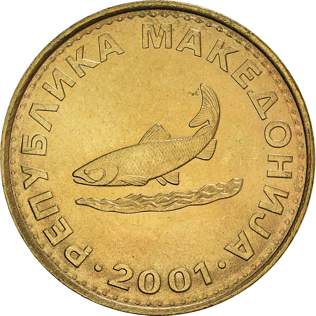 Monnaie, Macédoine, 2 Denari, 2001, SPL+, Laiton, KM:3