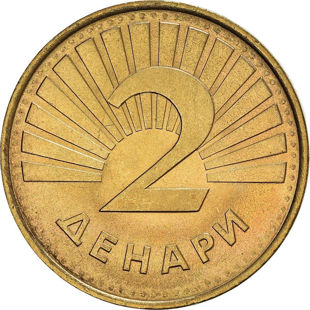 Monnaie, Macédoine, 2 Denari, 2001, SPL+, Laiton, KM:3