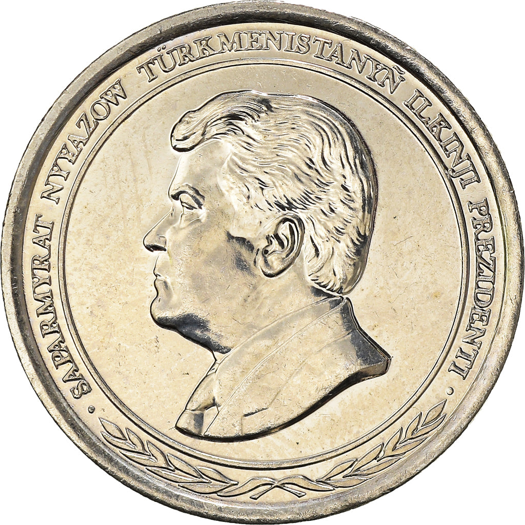 Coin, Turkmanistan, 500 Manat, 1999, MS(63), Nickel Clad Steel, KM:12