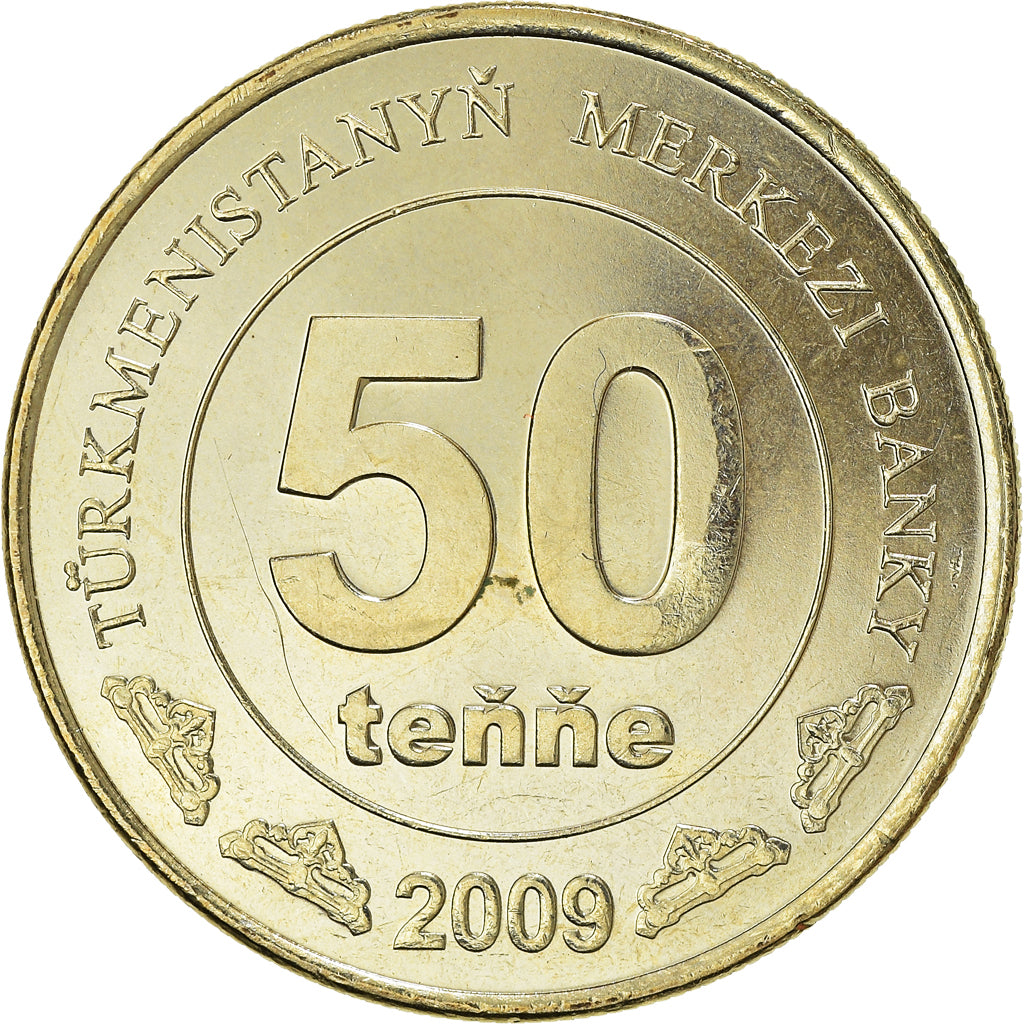 Monnaie, Turkmanistan, 50 Tenge, 2009, SPL+, Laiton, KM:100