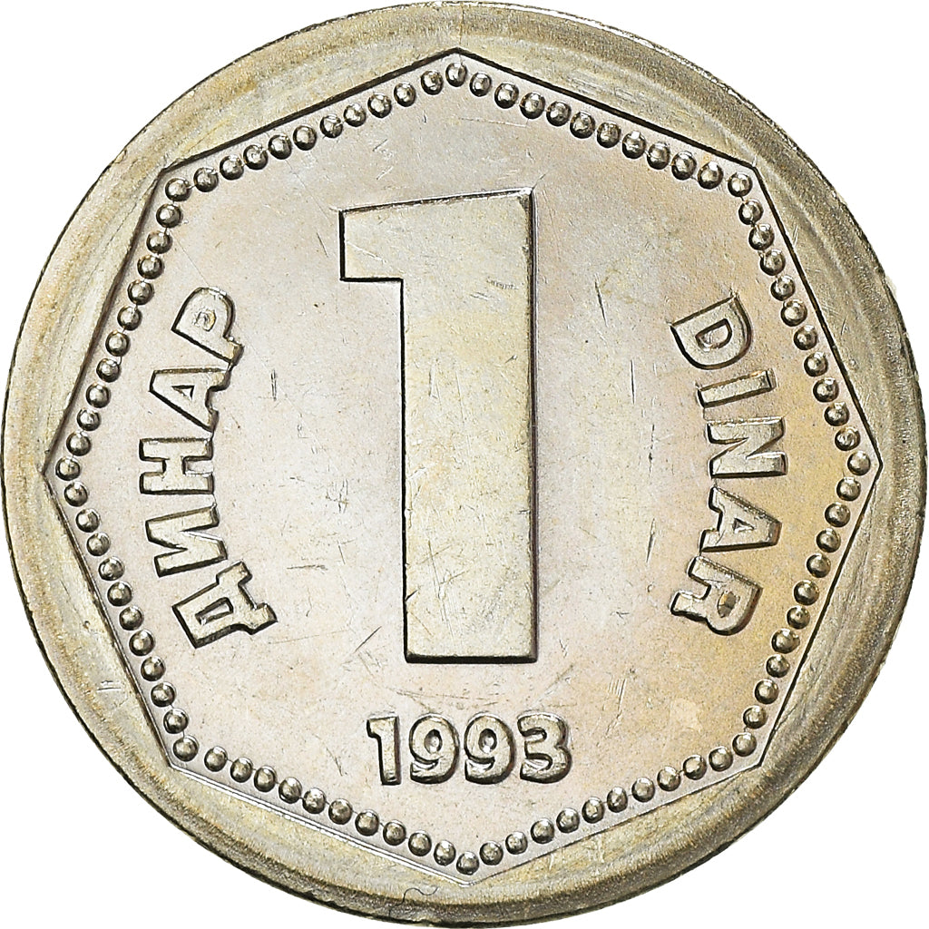 Coin, Yugoslavia, Dinar, 1993, MS(60-62), Copper-Nickel-Zinc, KM:154