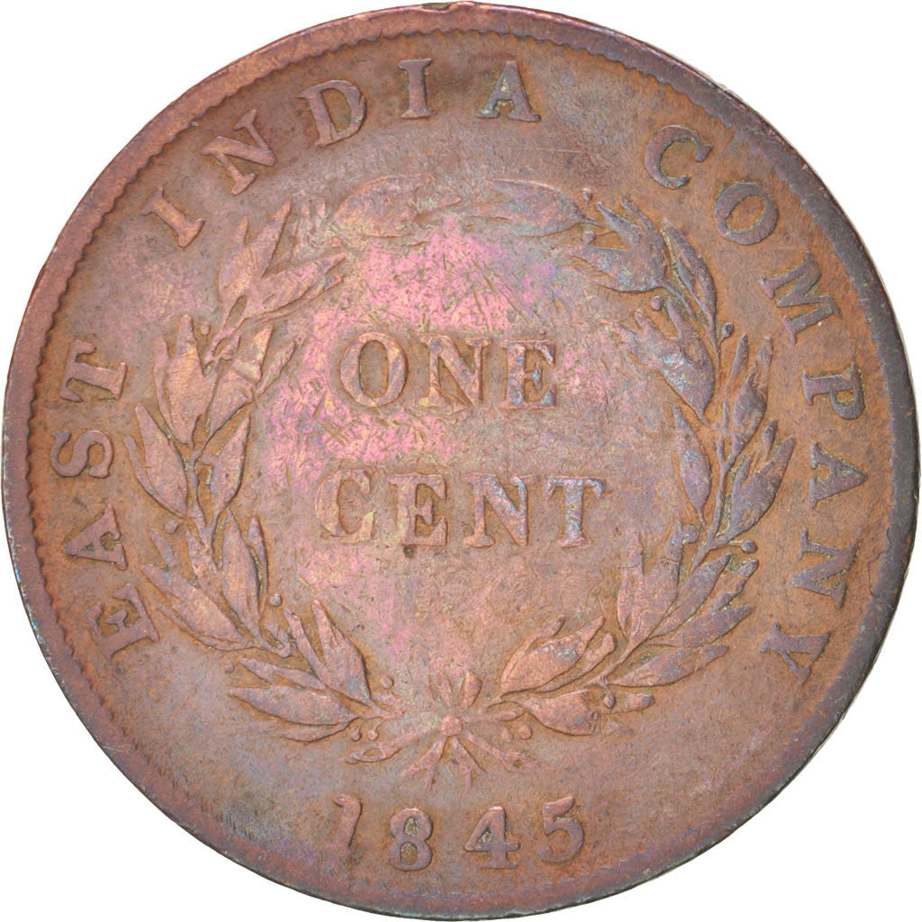 Moneta, Insediamenti dello Stretto, Victoria, Cent, 1845, MB, Rame, KM:3