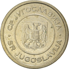 Coin, Yugoslavia, 5 Dinara, 2002, Belgrade, AU(50-53), Copper-Nickel-Zinc