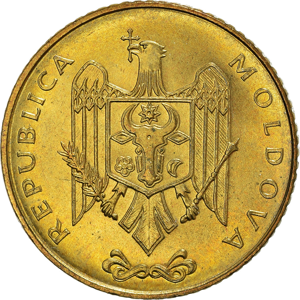 Coin, Moldova, 50 Bani, 1997, MS(64), Brass Clad Steel, KM:10