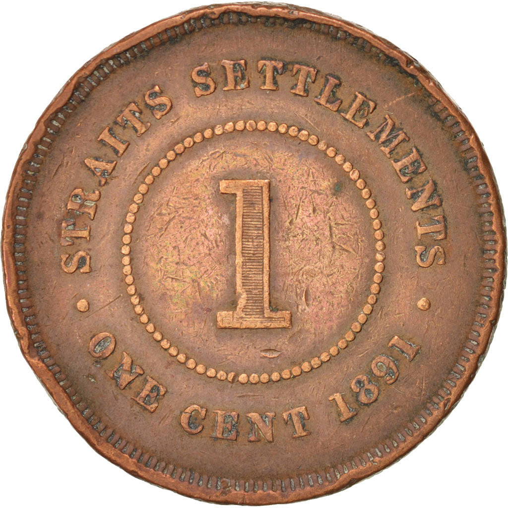 STRAITS SETTLEMENTS, Cent, 1891, KM #16, VF(20-25), Bronze, 29, 9.21