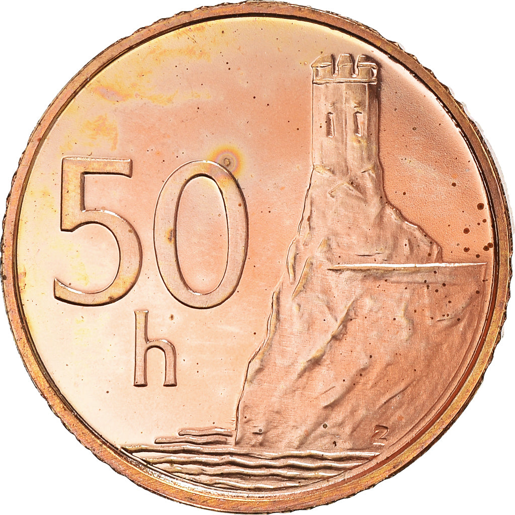 Coin, Slovakia, 50 Halierov, 2001, MS(65-70), Copper Plated Steel, KM:35